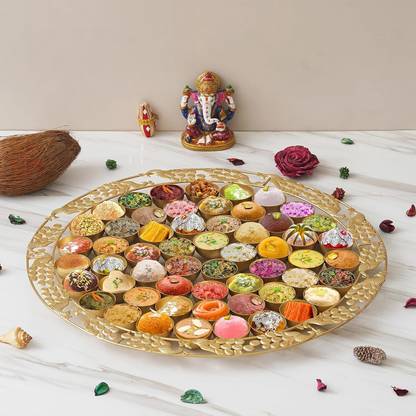 JaipurCrafts 56 Bhog thali for home and pooja decor Iron