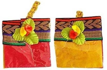 BetterShop Fancy Type Bag Design Haldi Kumkum 2 in 1 Packets For Pooja 100pcs Plastic