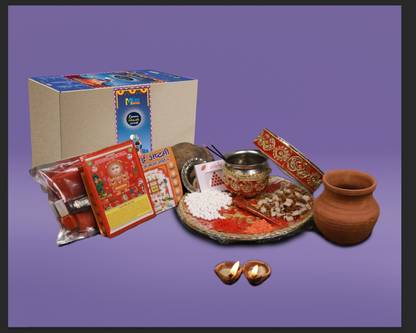 Milni Express Karwa Chauth Puja Samagri Kit Thali Set Shringaar Saman 24+ Items Stainless Steel