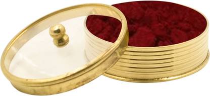 Spillbox Brass Traditional Handmade Kumkum/Sindoor Box holder for puja -Acralic Kumkum Brass