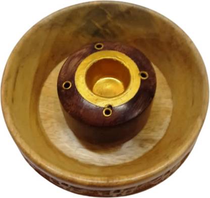 S Mark Wooden Samburani Stand For Pooja | Pack of 1 | (Yellow Color) Wooden