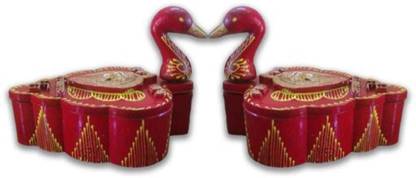 YuviKrissh Roli/Kumkum/Chawal/Haldi Wooden Chopda/Box for Gift and Pooja Purpose Wooden