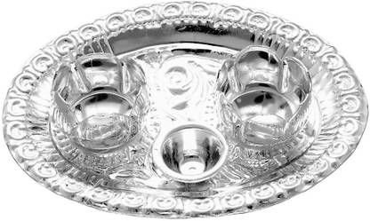 Sri Jagdamba Pearls Puja Silver Thali Silver