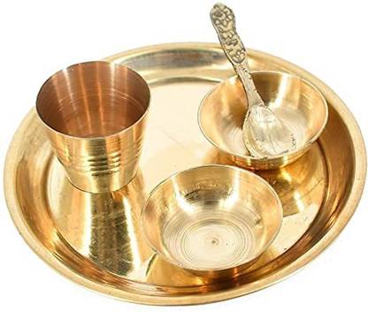 Magic Providers Brass Thali set - Pack of 5 Brass
