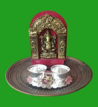 SujArta Haldi Kumkum Set, Arishina Kumkum Set, Premium Medium (6*4.5*1.5 Inch) Silver Plated