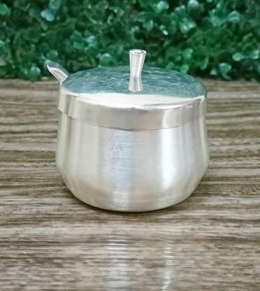 GODS CHOICE German Silver Designer Ghee Pot For Pooja/Decor Size : 3 Inches Wt : 90 Gr Silver Plated