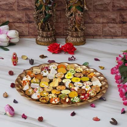 WEBELKART Premium Chappan Bhog Thali/ Poojan Thali for Home Temple, LADDU GOPAL THALI Iron