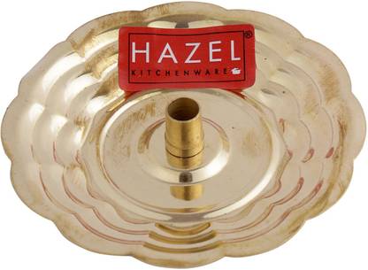 HAZEL Dhoop Stand For Puja Brass Incense Stick Stand with Ash Catcher For Pooja Brass