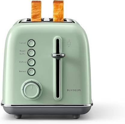 BUYDEEM DT620 2-Slice Toaster, Wide Slots, Retro Stainless Steel with 7-Shade Settings 800 W Pop Up Toaster