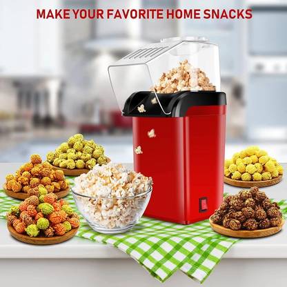 NHOUSE Hot Air Popcorn Maker with Oil-Free Operation & Butter Healthy & Delicious Snack for Kids, Adults Great for Holding Parties in Home 300 g Popcorn Maker