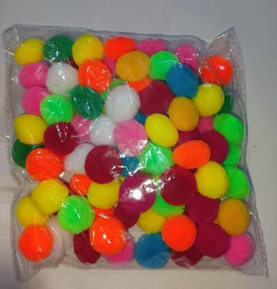 Moksh Enterprises Colorful Pompom Cat Toy Balls – 100 Pcs Soft Play Balls for Kittens Colorful Pompom Cat Toy Balls – 100 Pcs Soft Play Balls for Kittens 50 g Popcorn Maker