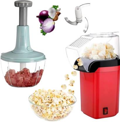 DRUMSTONE Popcorn Maker For Family Time and Hand Meat Chopper For Mothers Gift 500 ml Popcorn Maker