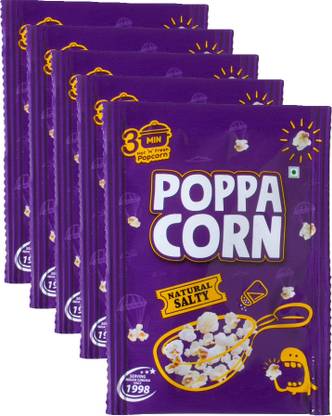 poppacorn Hot 'N' Fresh Instant Salty Popcorn 35gX5 Pouches, imported Popcorn Kernels Natural Salty Popcorn