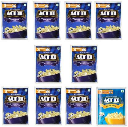 ACT II 9 Magic Butter and 1 Golden Sizzle FlavourPopcorn,Each 40g (400g,Pack of 10) | Magic Butter, Golden Sizzle Popcorn
