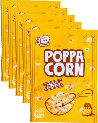 poppacorn Hot 'N' Fresh Instant Butter Popcorn 35gX5 Pouches, Golden Buttery Popcorn