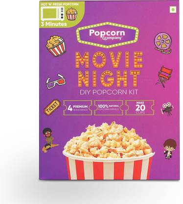POPCORN&COMPANY Mini Movie Night Instant Popcorn Kernels Seeds with with 4 Seasoning 450 g Bhelpuri, Butter Salt, Green Chilli, Cheese Popcorn