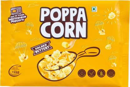 poppacorn Ready to Pop, Delicious and crunchy & Buttery Microwave Popcorn, 99gX3 Pouches, Golden Buttery Popcorn