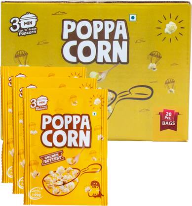 poppacorn Instant Hot 'N' Fresh Butter Popcorn 35gX20 Pouches imported Golden Buttery Popcorn