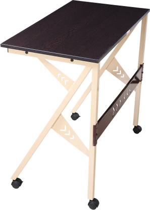 TABLE MAGIC V-Line 80 Wenge Laptop Table Study Computer Desk with Castors Engineered Wood Multipurpose Table