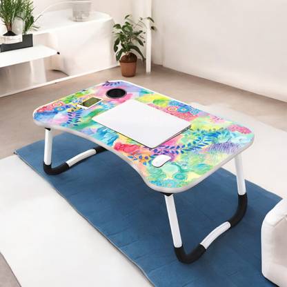 DESIGNDAZZ Multipurpose Laptop Table with Cup Holder Foldable and Portable, Non-Slip Legs Wood Portable Laptop Table