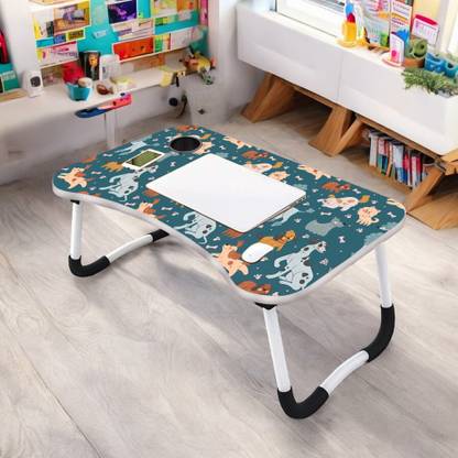 lectose Multipurpose Laptop Table with Cup Holder Foldable and Portable, Non-Slip Legs Wood Portable Laptop Table