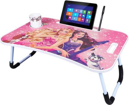 SHREE HARI QUALITY FIRST Barbie Girl Kids Foldable Table For Study & Work, Best for Work Home Wood Portable Laptop Table