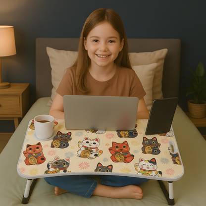 XENOBO Laptop Multipurpose Table for Kids & Office | Foldable Bed Desk for Study & Work Wood Portable Laptop Table