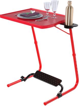 TABLE MAGIC Pro Executive Cherry Red Workspace Computer Table with Footrest Plastic Computer Desk