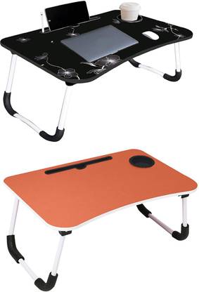 SuperDuper Portable Study Table/Laptop Table/Foldable Bed Table/Lap Desk-Pack of 2 Pcs Wood Portable Laptop Table