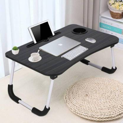 ShelfKing Wooden Multipurpose Foldable & With Tab Holder And Cup Wood Portable Laptop Table