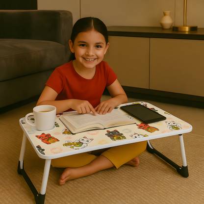 INSIDE STYLE All-in-One Stable Bed Laptop Table for Kids, Office, Study, Bed & Craft Use Wood Portable Laptop Table