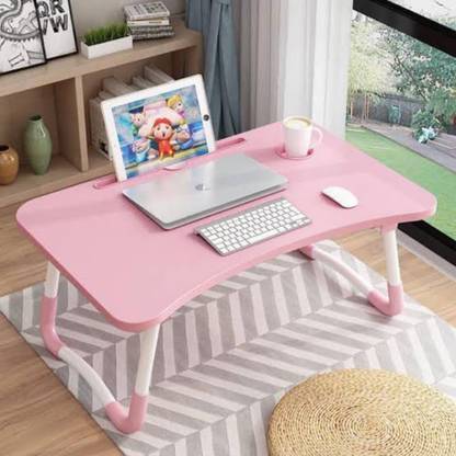 S N DECOR Study table for students, foldable table,bed table, non slip legs Wood Portable Laptop Table