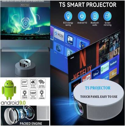 TS FHD1920*1080P Led smart Android 9.0 Bluetooth WiFi Portable Projector -White 5500 lm LED Corded Portable Projector