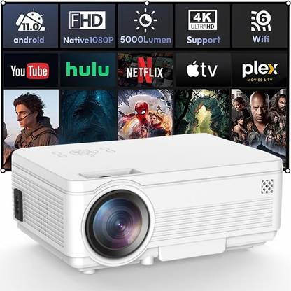 IBS BEST QUALITY PS4 GAMING FullHD 1080P Supported Projector, Bluetooth, AV/TV, USB, SD, VGA, HDMI, Miracast, Inbuilt YouTube Home Cinema BUILD IN HIGH SOUND SPEAKER (5000 lm / Wireless / Remote Controller) Portable Projector