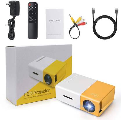 RHONNIUM Mini Projector Remote Controller Movie Projector 400 lm LED Corded & Cordless Portable Projector