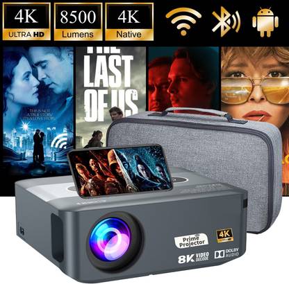 Prime Projector 4K 3D X Series X1 Mini Home Theatre Projector| 8500 Lumens 25000:01 C/R 8500 lm LED Corded Mobiles Portable Projector