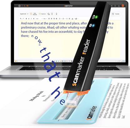 Scanmarker Reader OCR Reading Windows, Mac, Chromebook, iOS & Android (Black, Reader) Corded Portable Scanner