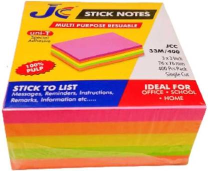 JKK Environmental Friendly Sticky notes pad 400 Sheets Regular, 5 Colors