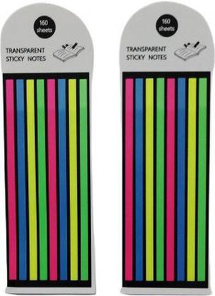 Levin Transparent Highlighter Sticky Index Tabs, Long Colored Strips 160 Sheets Transparent, 4 Colors