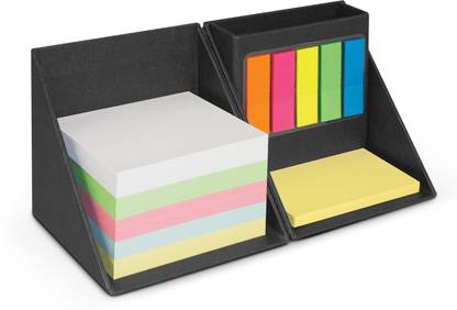 FRKB Black Cube Style Foldable Sticky Memo Pads 300 Sheets Regular, 5 Colors