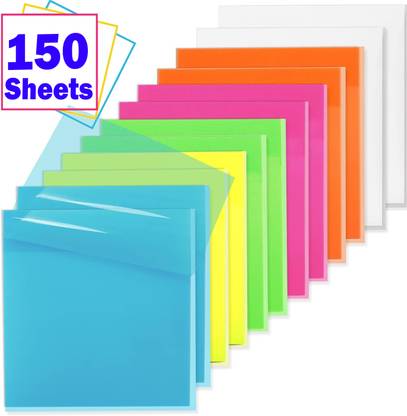 OFIXO Multicolor 150 Sheets Transparent Self Stick Note, 3 Colors