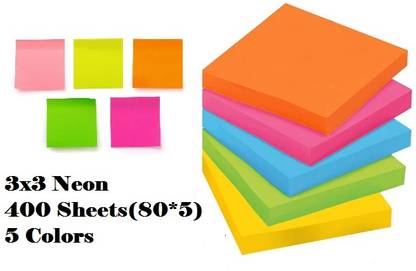 AirSoft Stationery School Supplies Paper Stickers index Posted Sticky It Note Pad 400 Sheets Self Adhesive Regular Post It, 5 Colors