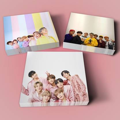 Niki Enterprises BTS Cute Memo Pads 01 ( Set of 3 Pads ) 100 Sheets Regular, 3 Colors