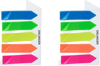 DELINGER Sticky Notes Flim Index 250 Sheets Page Marker Arrow Flags, 5 Colors