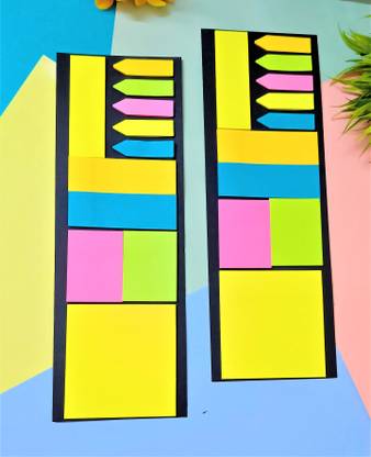 FEBRINA 2pcs Cute Colourful Post It Sticky Notes Notepad Memo Pad (Pack of 2) 20 Sheets Solid Colored, 10 Colors