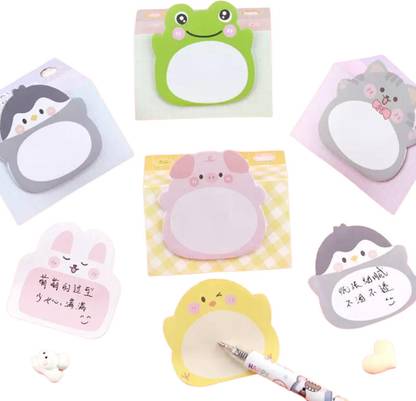 DCELLA Animal Paradise Multicolor Sticky Note Pads 20 Sheets Self-Stick Notes, Study, School and organizing, 4 Colors