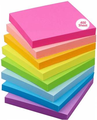 KIDLAND Fluorescent Paper Self Adhesive Sticky 80 sheets per color 400 Sheets Regular, 5 Colors