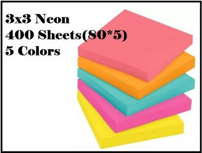 AirSoft Sticky Notes, Self-Stick Note Pads, Index Tabs for Desk, Office, School and Memo 400 Sheets Self Adhesive Regular Post It, 5 Colors