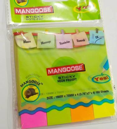 MANGOOSE Mangoose1 160 Sheets Sticky Pad, 4 Colors