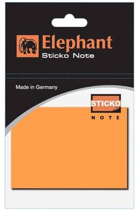DHA SIAMWALLA LTD Elephant Sticky Note Orange Color 3 x 3 Size for Notes, Reminders 100 Sheets Regular, 1 Colors